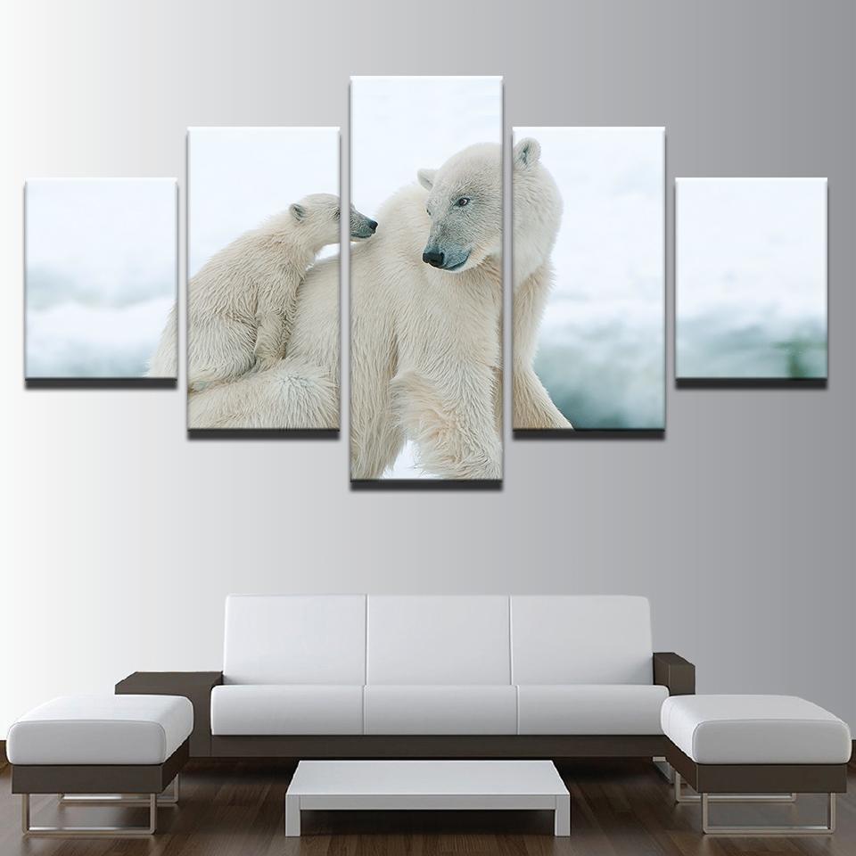 Baby Polar Bears Animal Canvas Wall Art