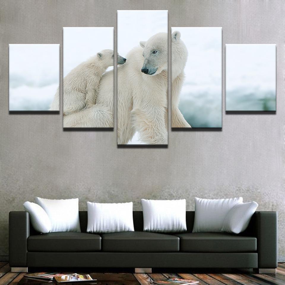 Baby Polar Bears Animal Canvas Wall Art
