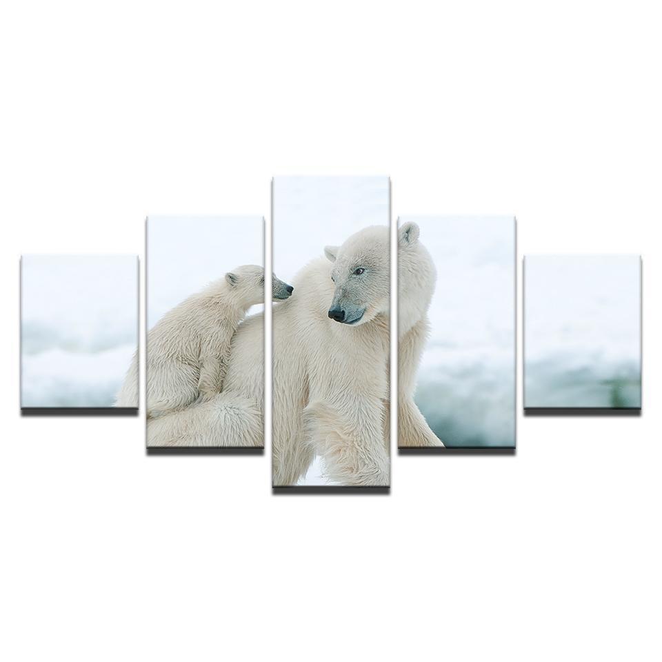 Baby Polar Bears Animal Canvas Wall Art