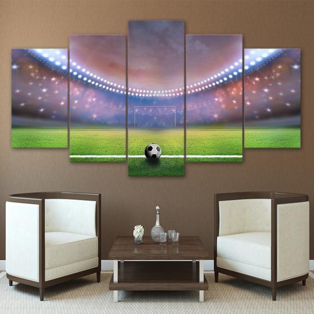 Ball And Stadium Before The Battle Soccer Canvas Wall Art