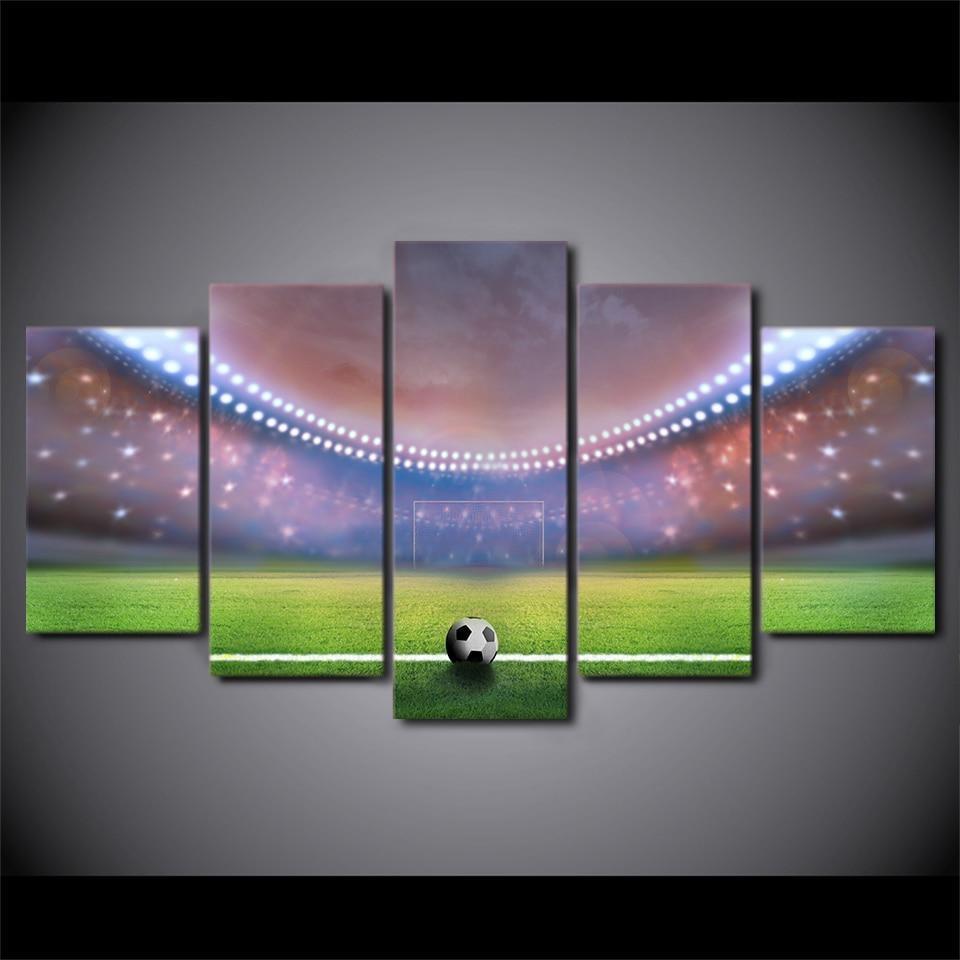 Ball And Stadium Before The Battle Soccer Canvas Wall Art