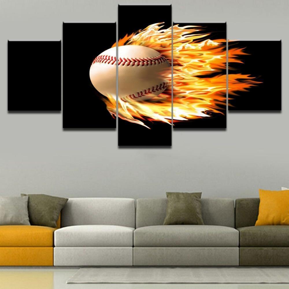 Ball Tennis In Fire Sport Canvas Wall Art