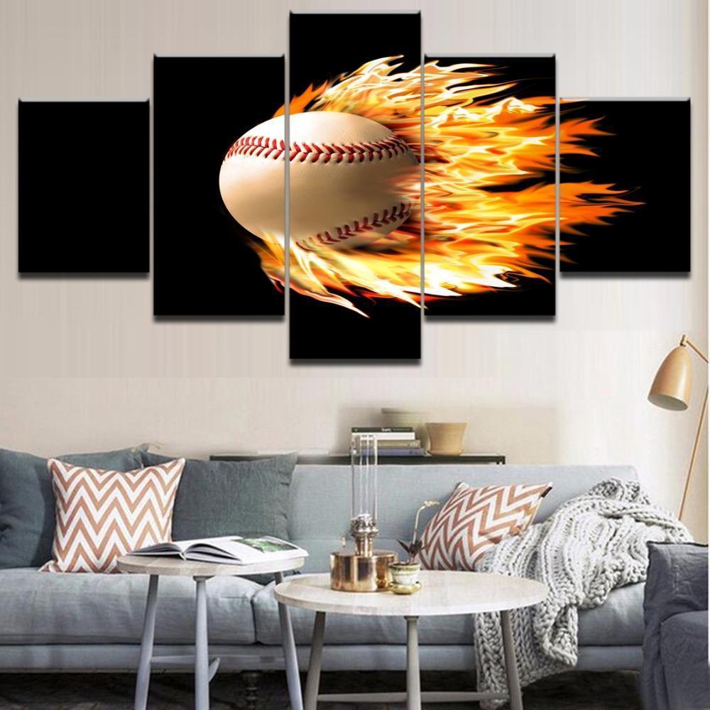 Ball Tennis In Fire Sport Canvas Wall Art