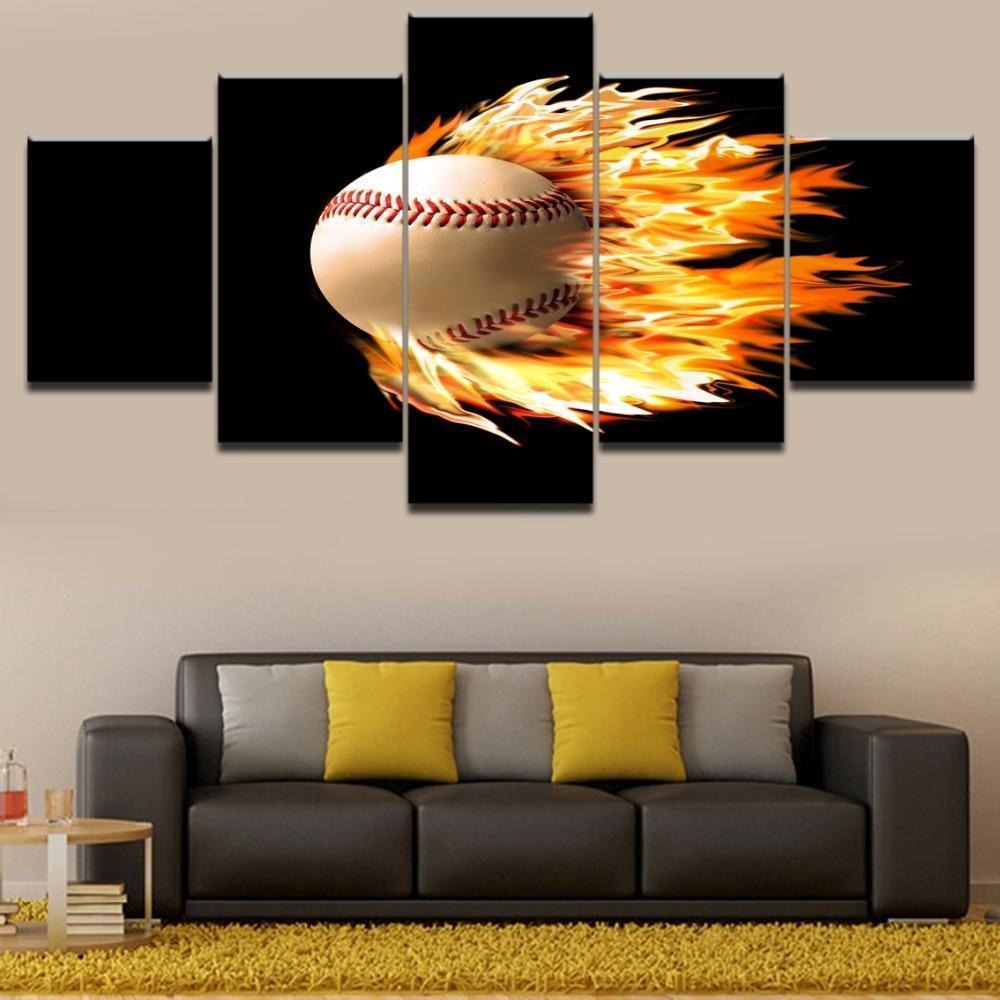 Ball Tennis In Fire Sport Canvas Wall Art