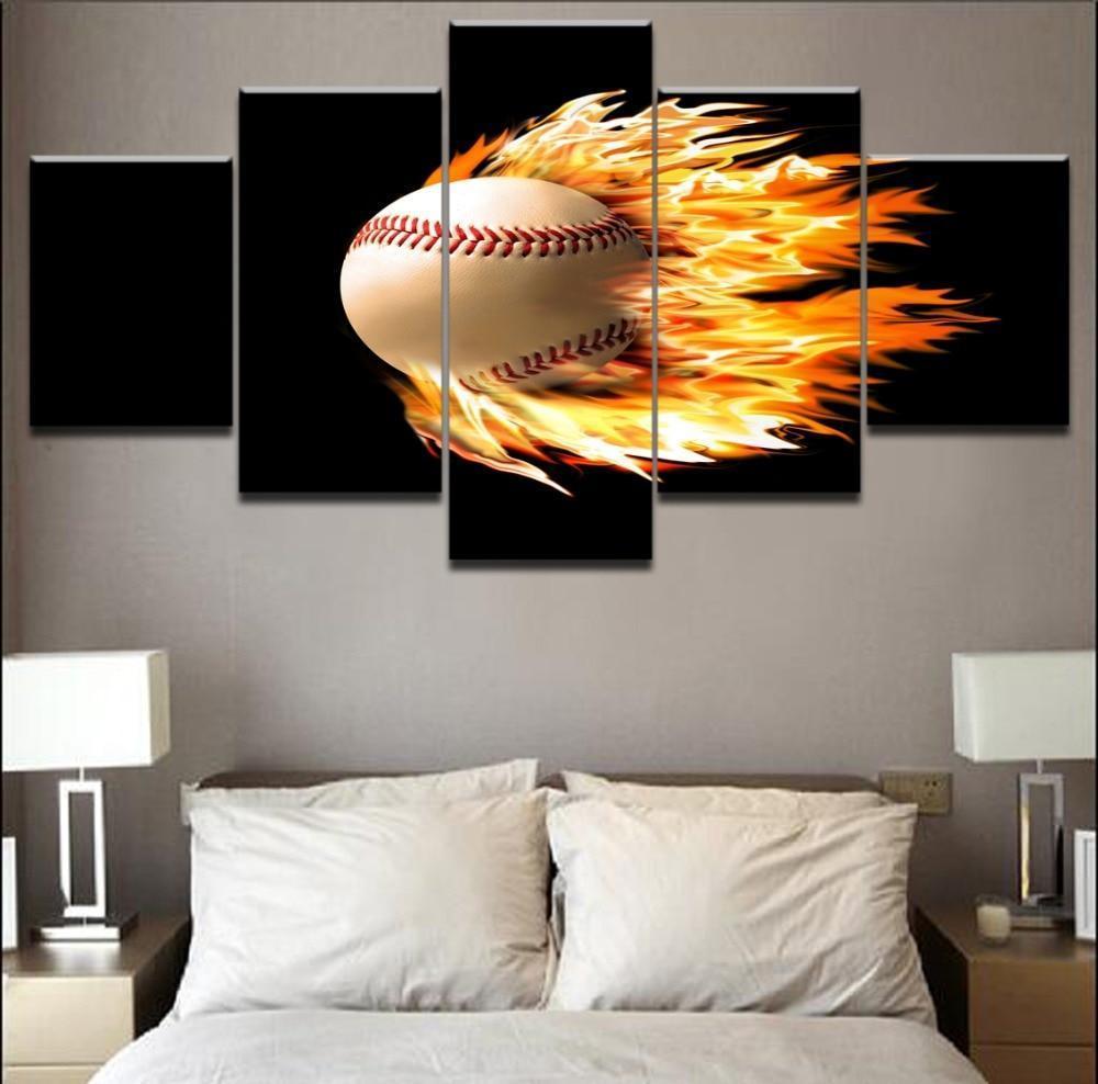 Ball Tennis In Fire Sport Canvas Wall Art