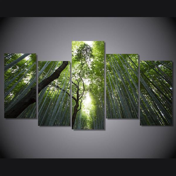 Bambukovyy Les Bambuk Stvoly Nature Canvas Wall Art