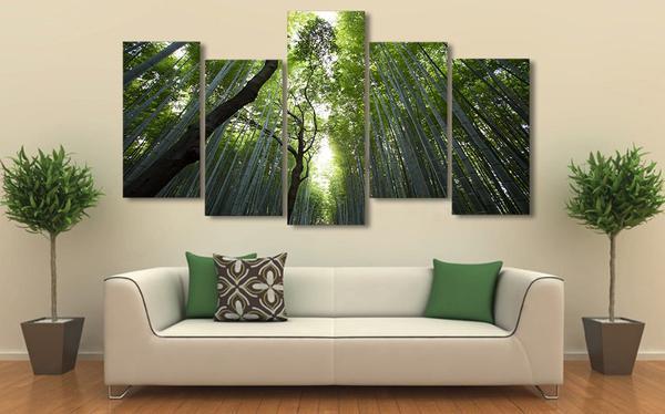 Bambukovyy Les Bambuk Stvoly Nature Canvas Wall Art
