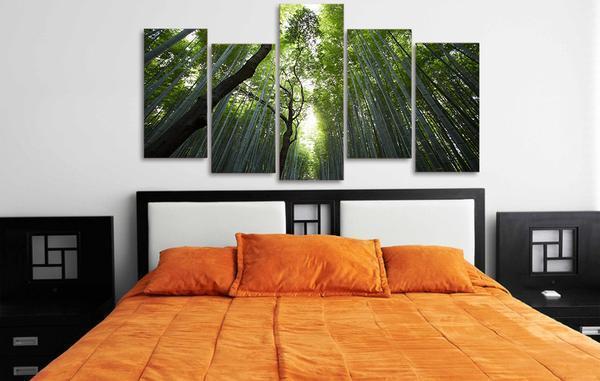 Bambukovyy Les Bambuk Stvoly Nature Canvas Wall Art