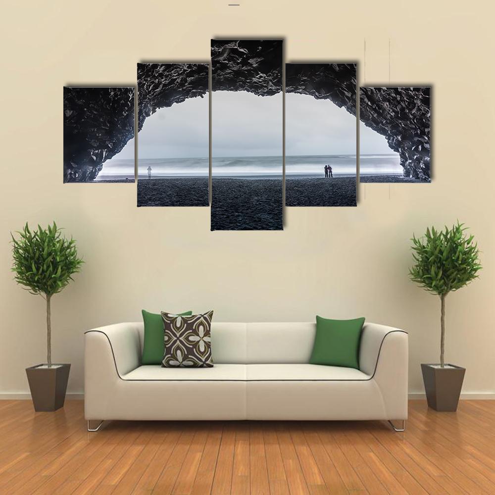 Basalt Cave At Reynisfjara Beach Nature Canvas Wall Art