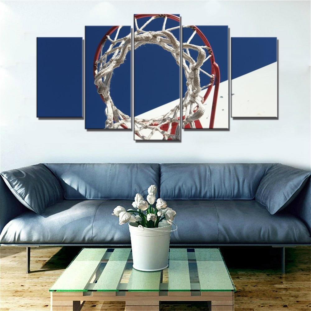 Basketball Hoop Under Blue Sky  Sport Canvas Wall Art