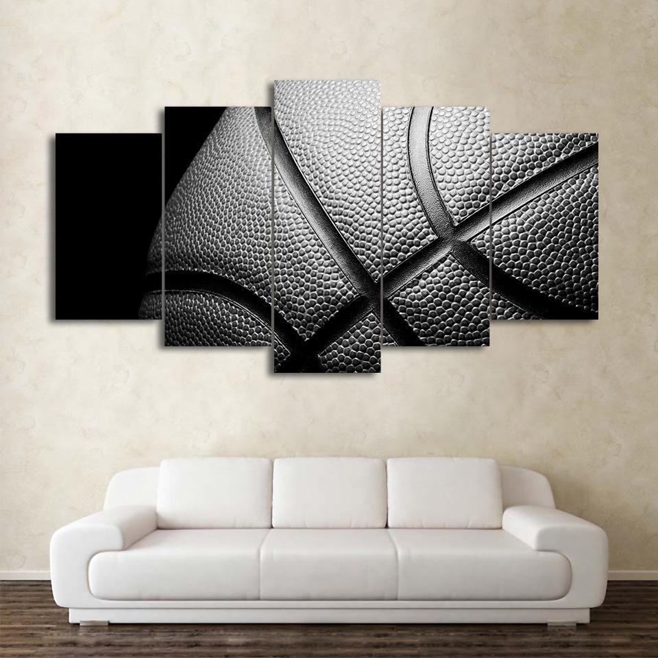 Basketball In Black And White Sport Canvas Wall Art