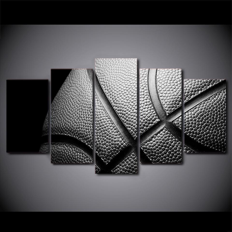 Basketball In Black And White Sport Canvas Wall Art