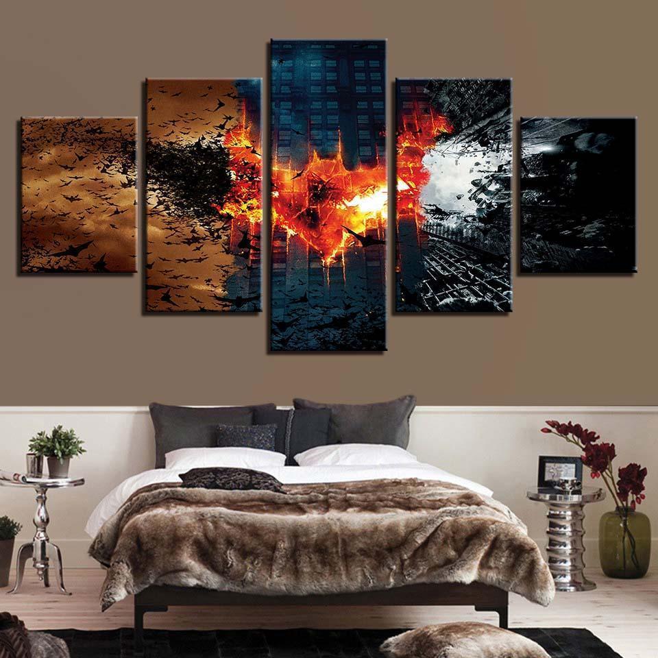 Batman Logo Burning DC Canvas Wall Art