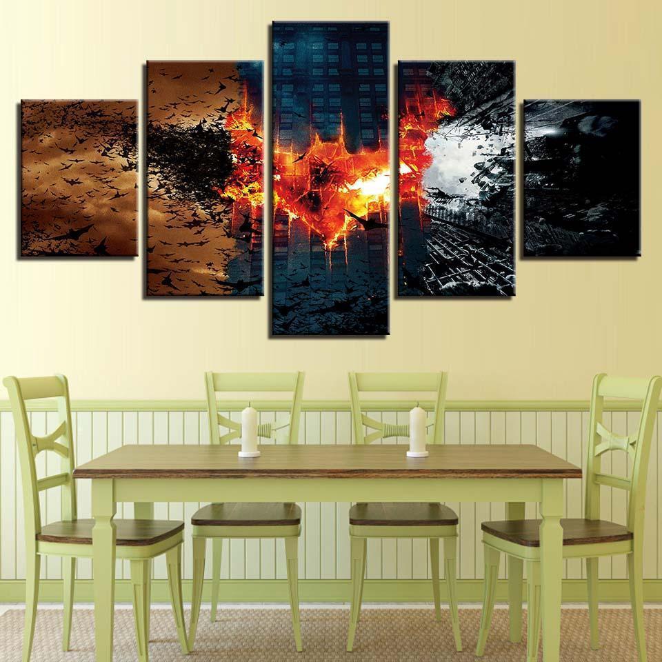 Batman Logo Burning DC Canvas Wall Art