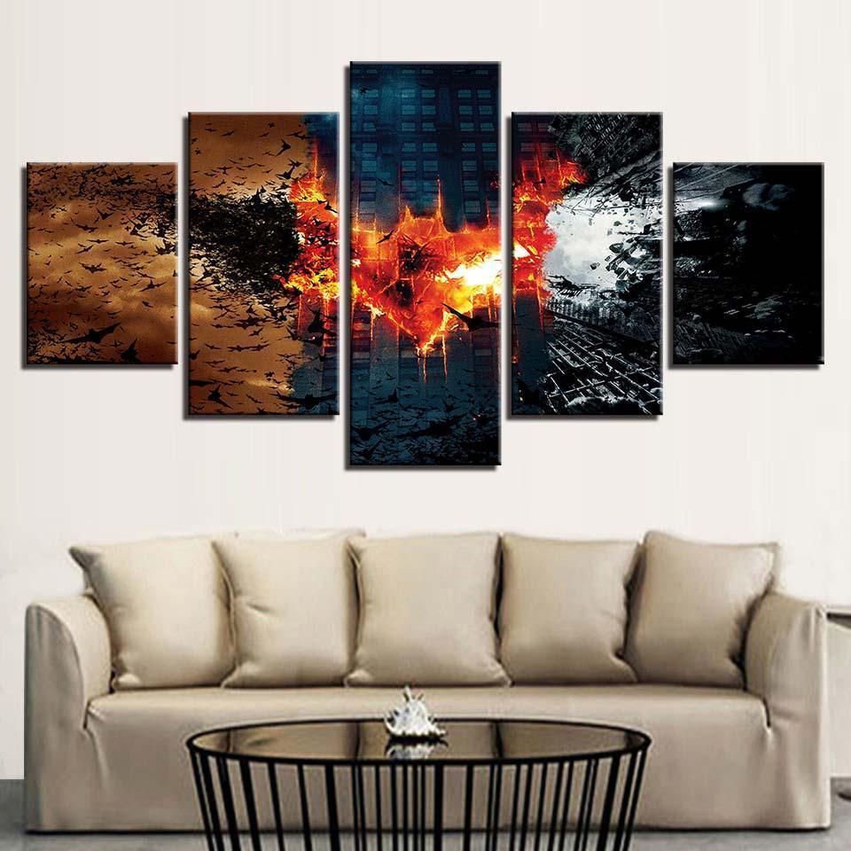 Batman Logo Burning DC Canvas Wall Art