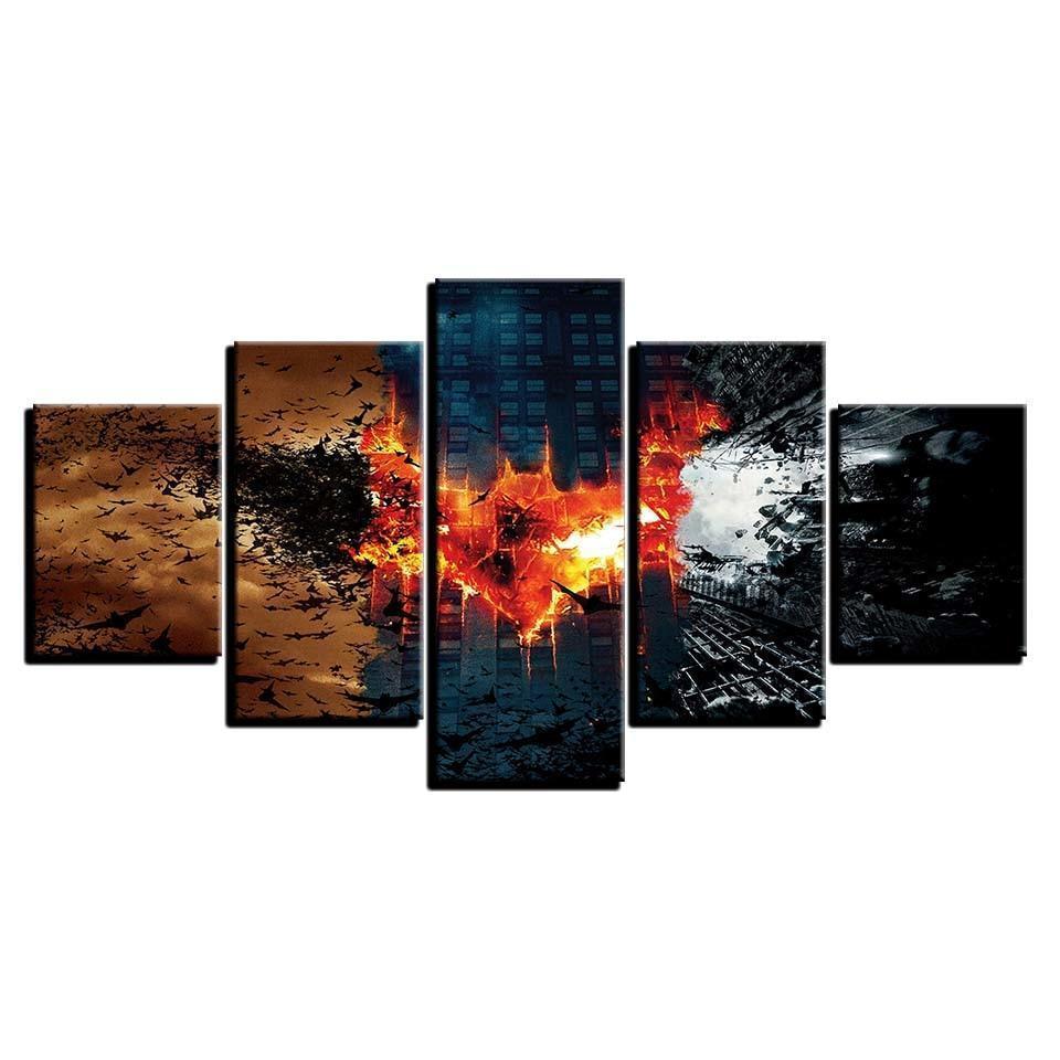 Batman Logo Burning DC Canvas Wall Art