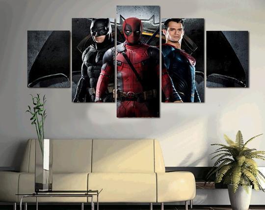 Batman Superman Deadpool DC Canvas Wall Art