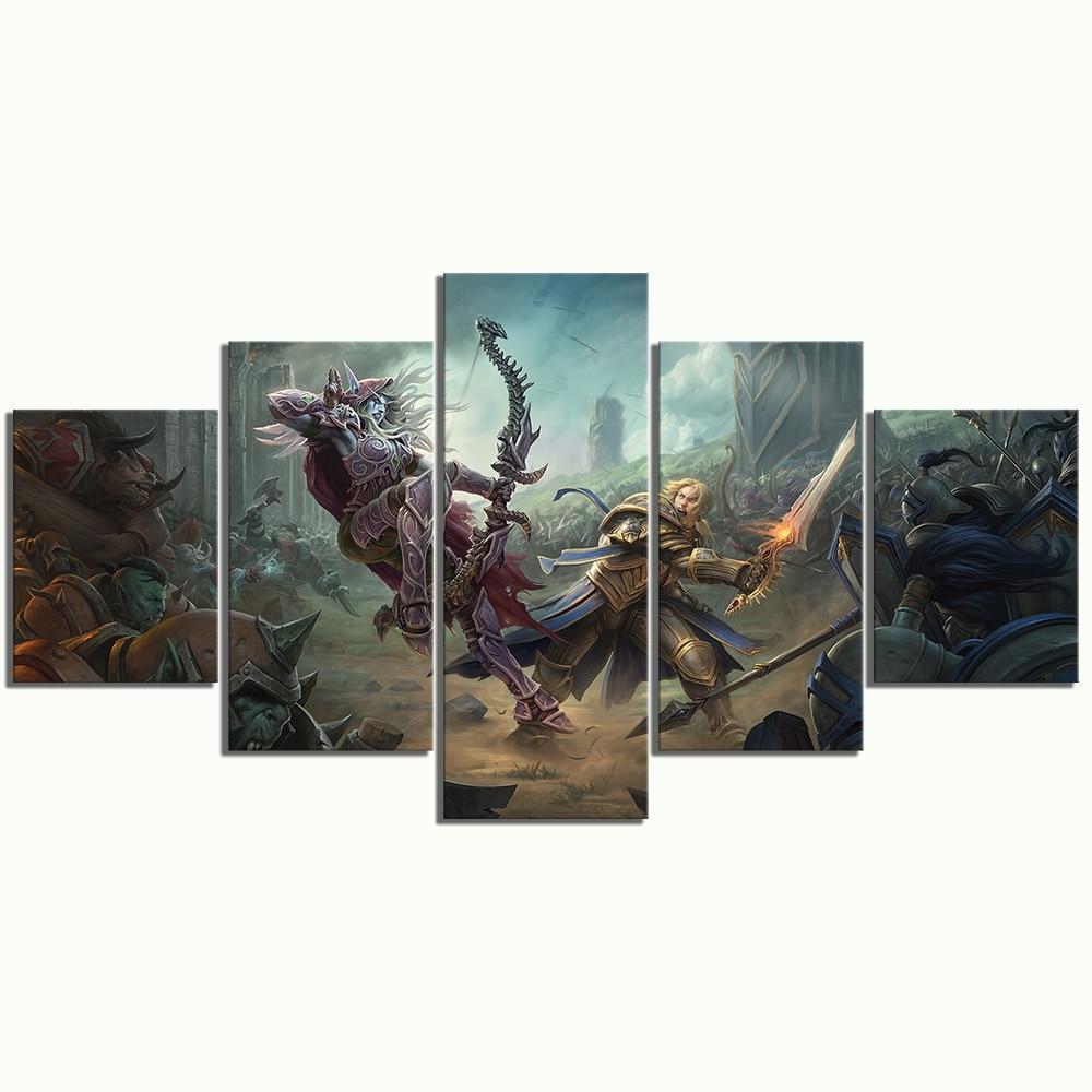 Battle For Azeroth: Sylvanas vs Anduin World of Warcraft Gaming Canvas Wall Art