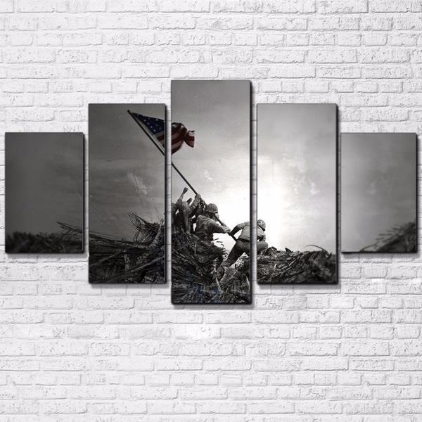 Battle Of Iwo Jima World War Ii Us Flag Army Canvas Wall Art