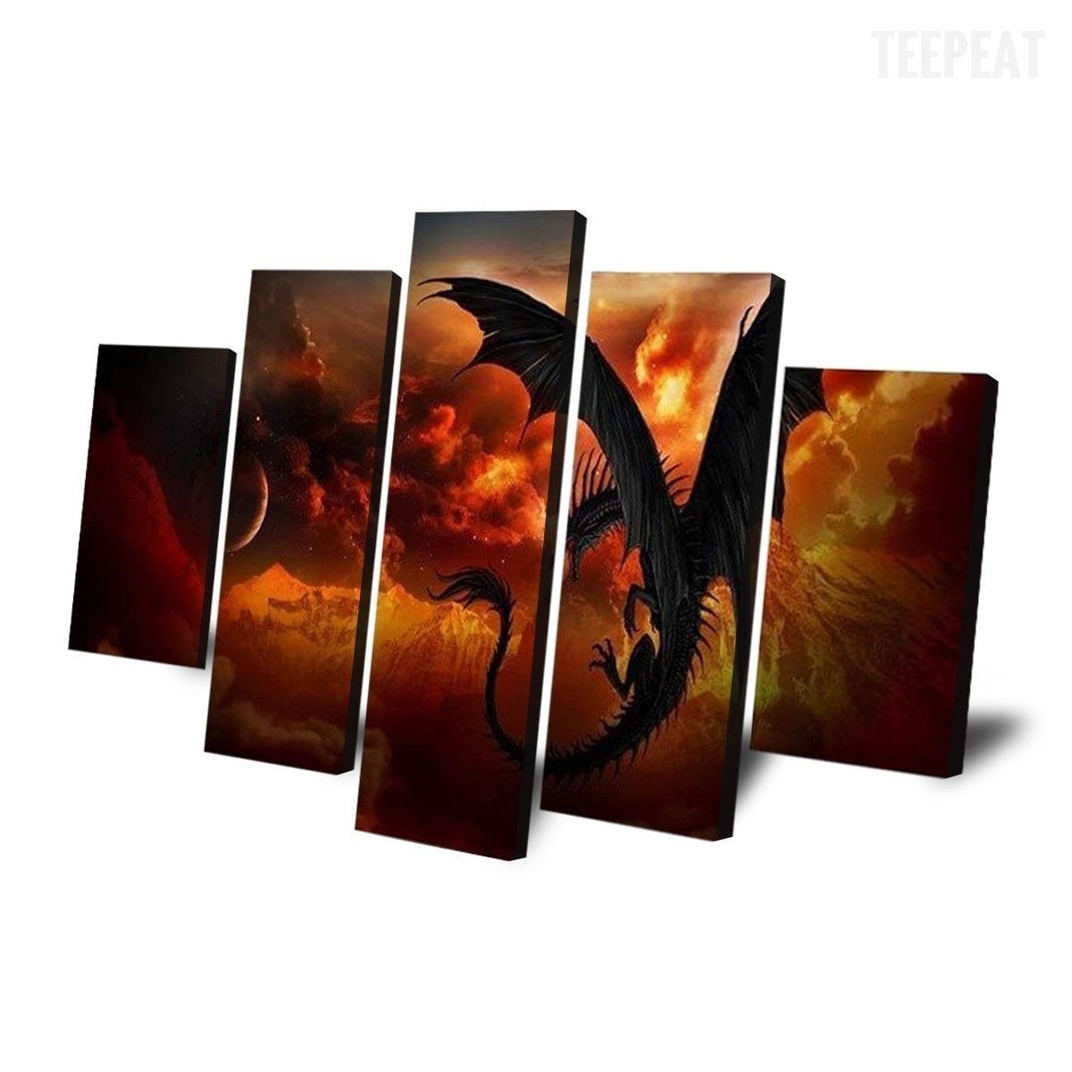 Battle Of The Dragons Cartoon Canvas Wall Art