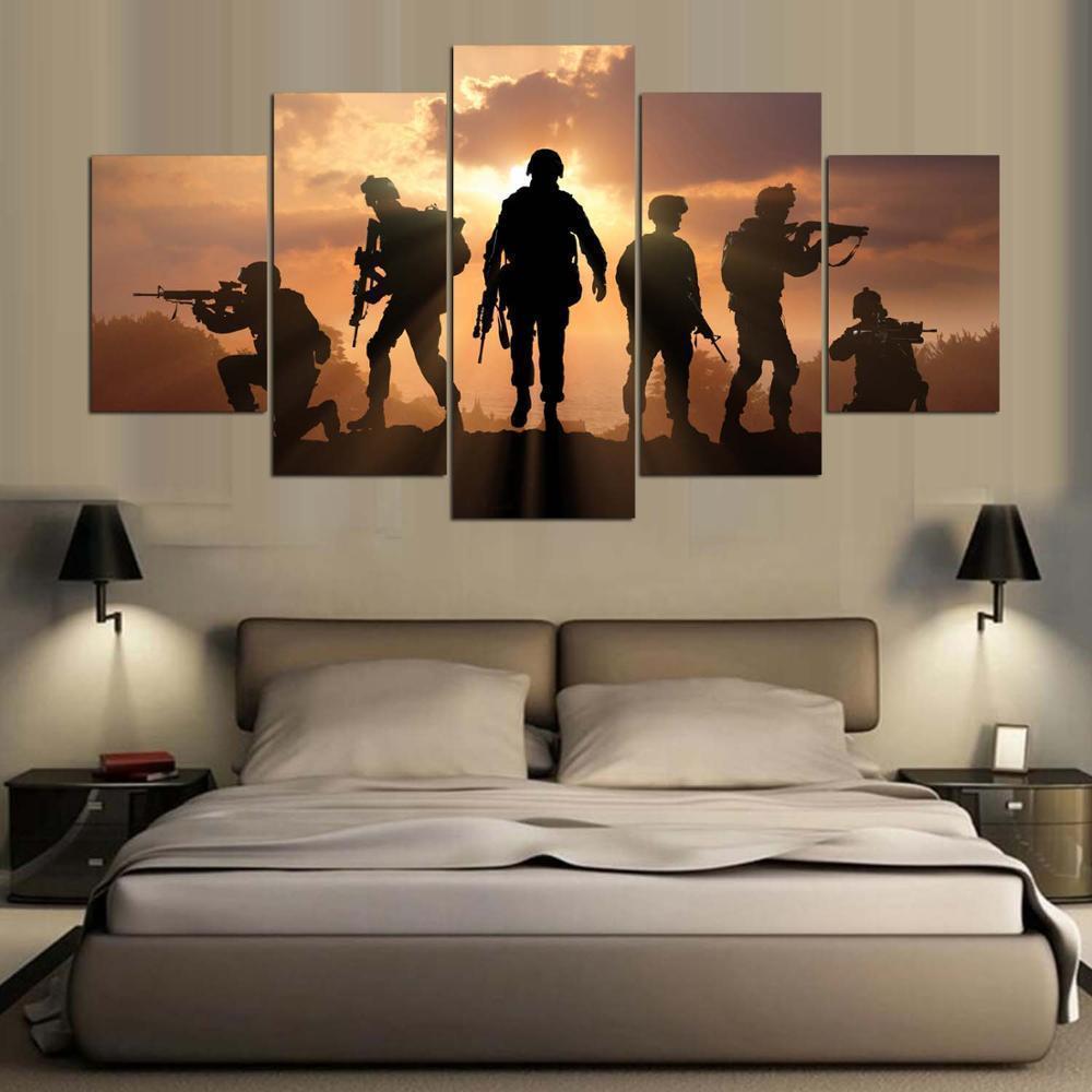 Battlefield And Soldiers Army Canvas Wall Art