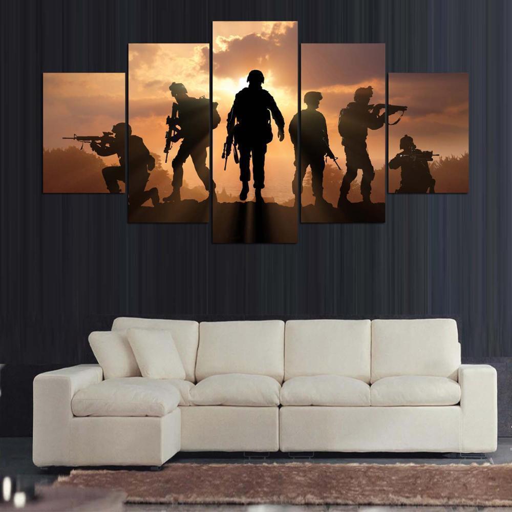 Battlefield And Soldiers Army Canvas Wall Art