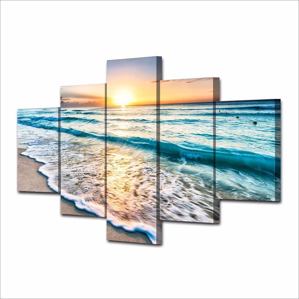 Beach And Sunset Nature Canvas Wall Art