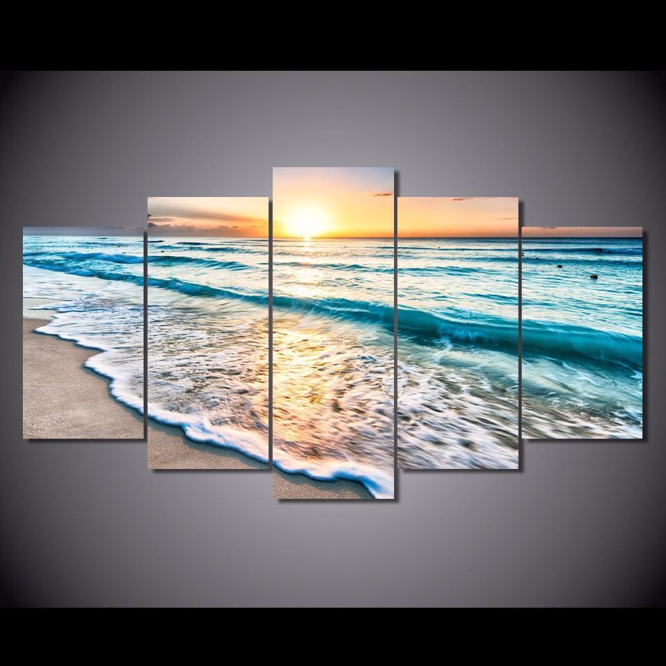 Beach And Sunset Nature Canvas Wall Art
