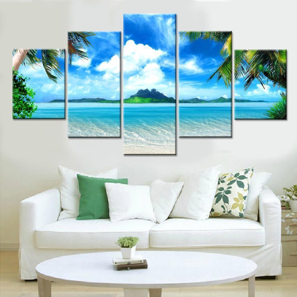 Beach Blue Landscape Nature Canvas Wall Art