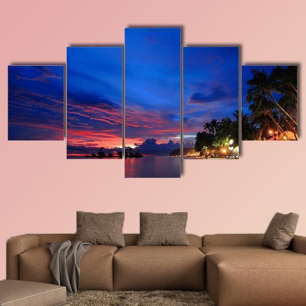Beach Night Scene Nature Canvas Wall Art