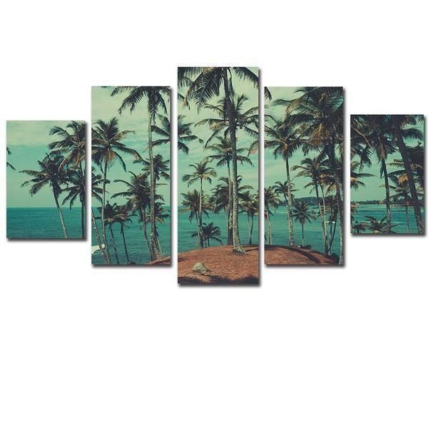 Beach Palm Trees Island 1 Nature Canvas Wall Art