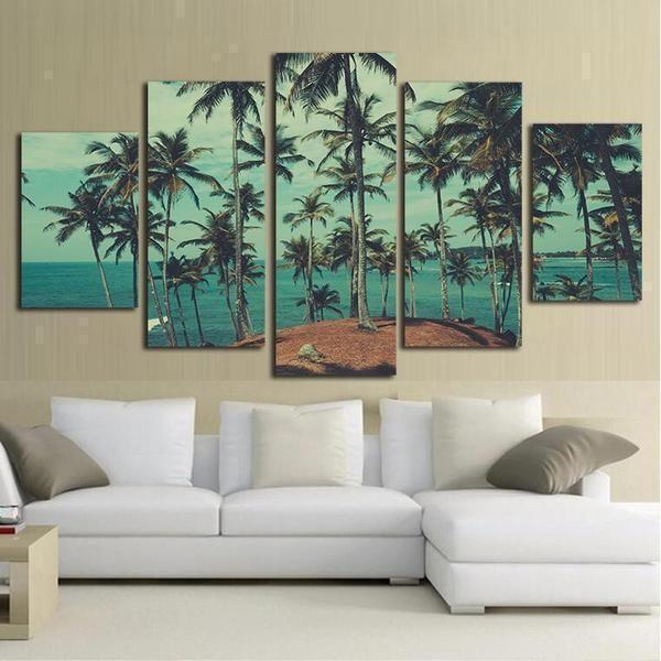 Beach Palm Trees Island Nature Canvas Wall Art