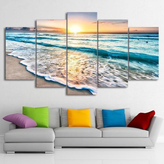 Beach Sunrise Ocean Canvas Wall Art