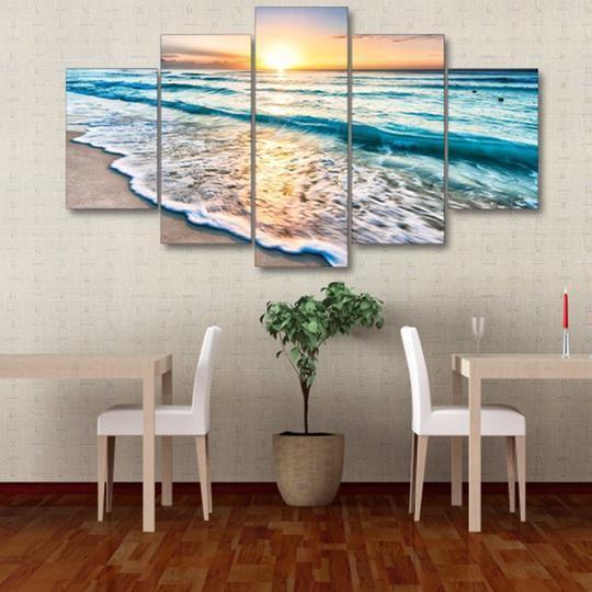 Beach Sunrise Ocean Canvas Wall Art
