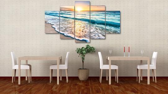 Beach Sunrise Ocean Canvas Wall Art