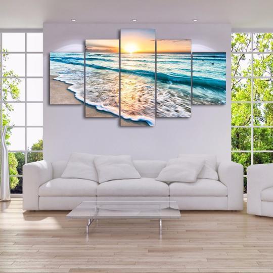 Beach Sunrise Ocean Canvas Wall Art