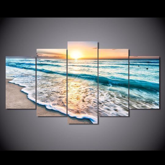 Beach Sunrise Ocean Canvas Wall Art