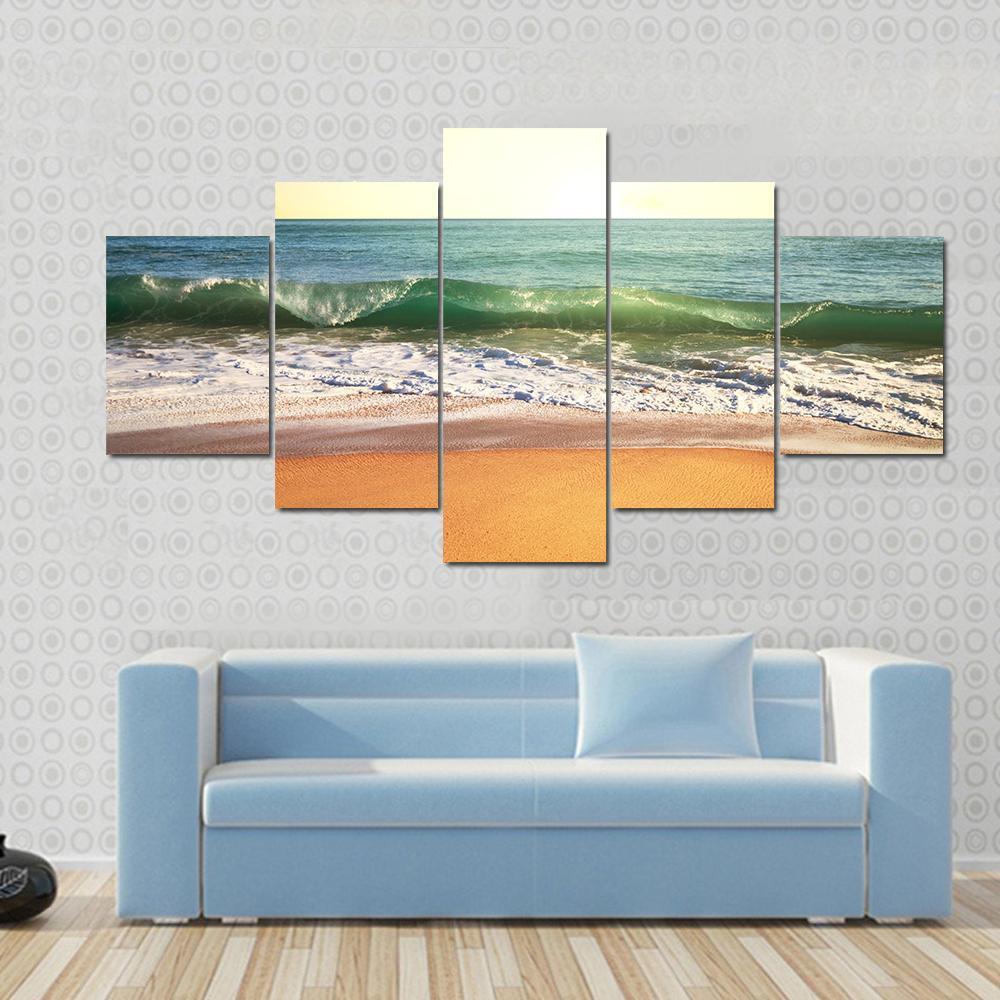 Beach With Smooth Ocean Nature Canvas Wall Art