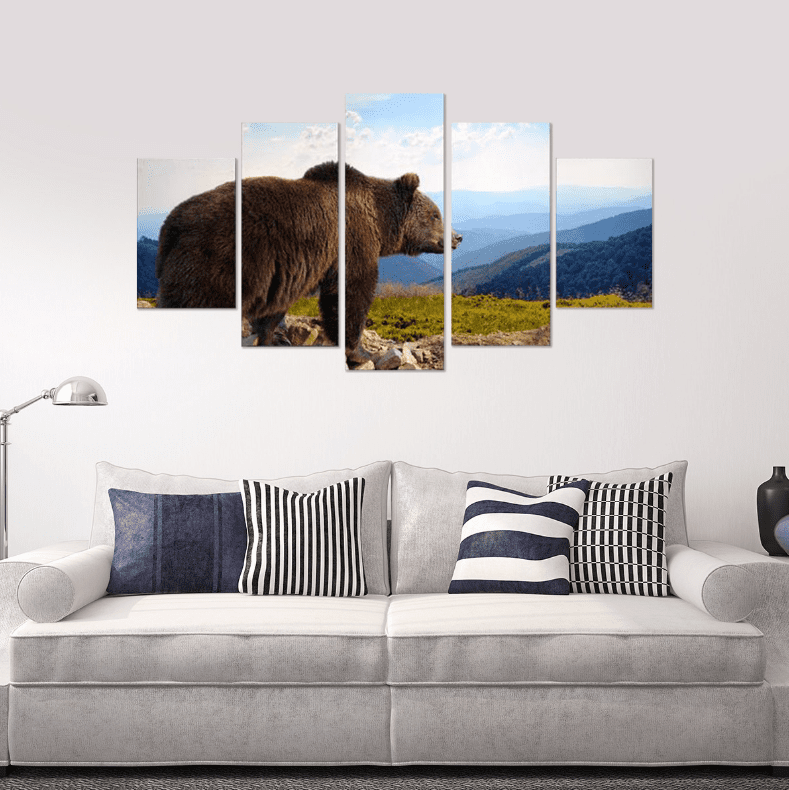 Bear In The Mountain Animal Canvas Wall Art