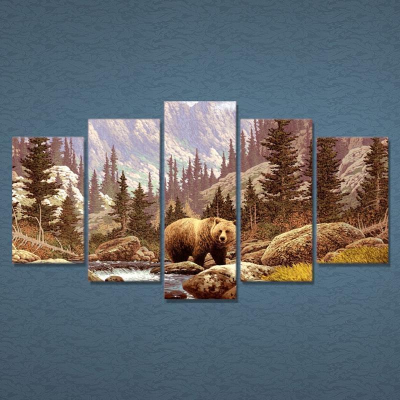 Bear In Wild Forest Animal Canvas Wall Art