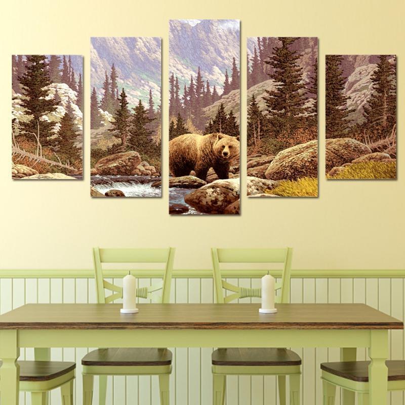 Bear In Wild Forest Animal Canvas Wall Art