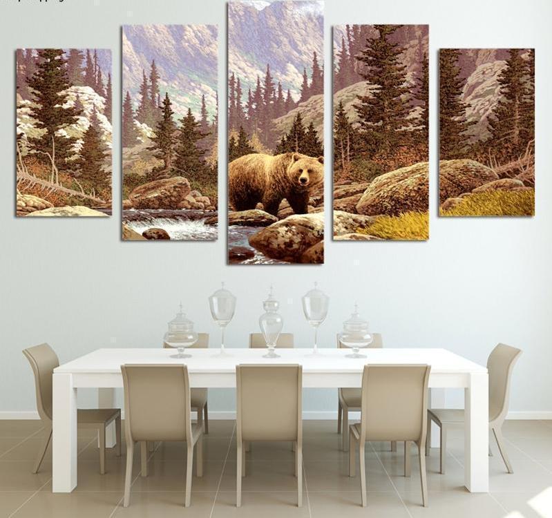 Bear In Wild Forest Animal Canvas Wall Art