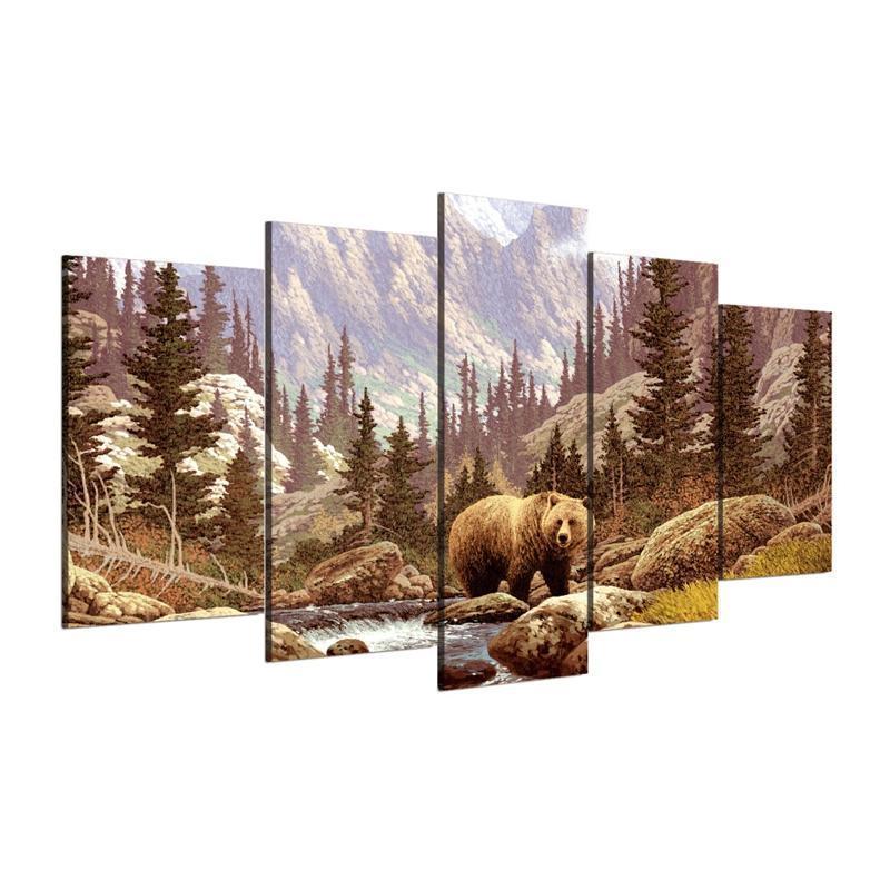 Bear In Wild Forest Animal Canvas Wall Art