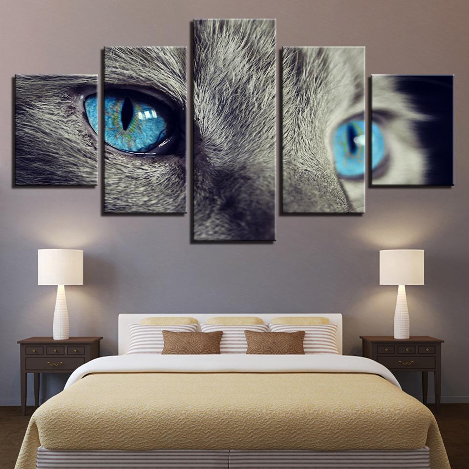 Beautiful Animal Blue Eyes Cat Animal Canvas Wall Art