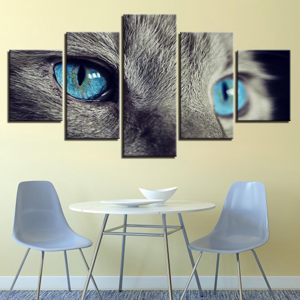 Beautiful Animal Blue Eyes Cat Animal Canvas Wall Art