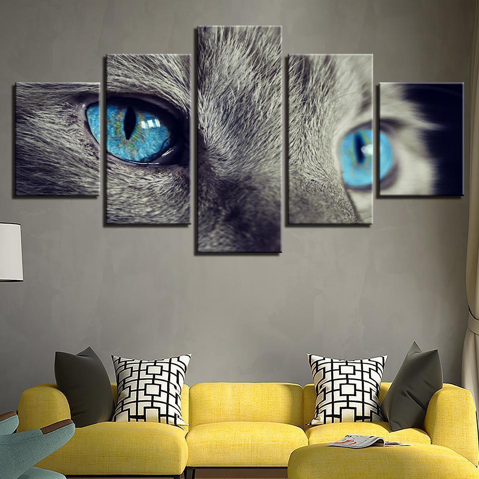Beautiful Animal Blue Eyes Cat Animal Canvas Wall Art