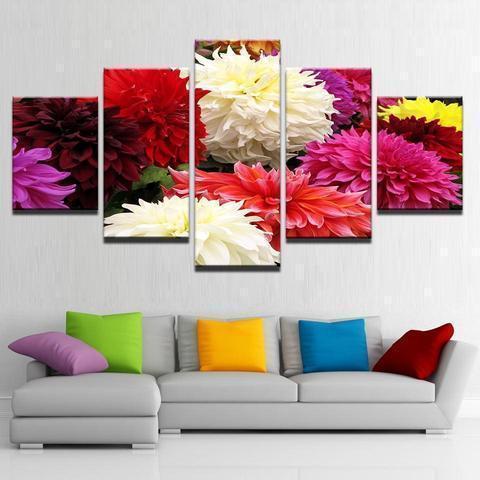 Beautiful Dahlias Nature Canvas Wall Art