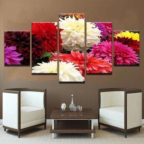 Beautiful Dahlias Nature Canvas Wall Art