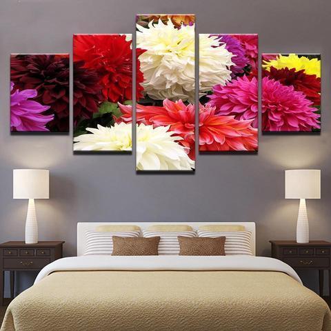 Beautiful Dahlias Nature Canvas Wall Art