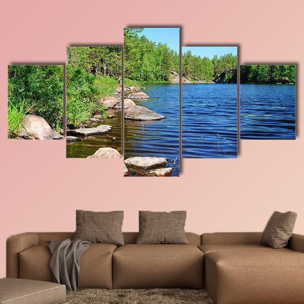 Beautiful Forest Lake In Finland Nature Canvas Wall Art